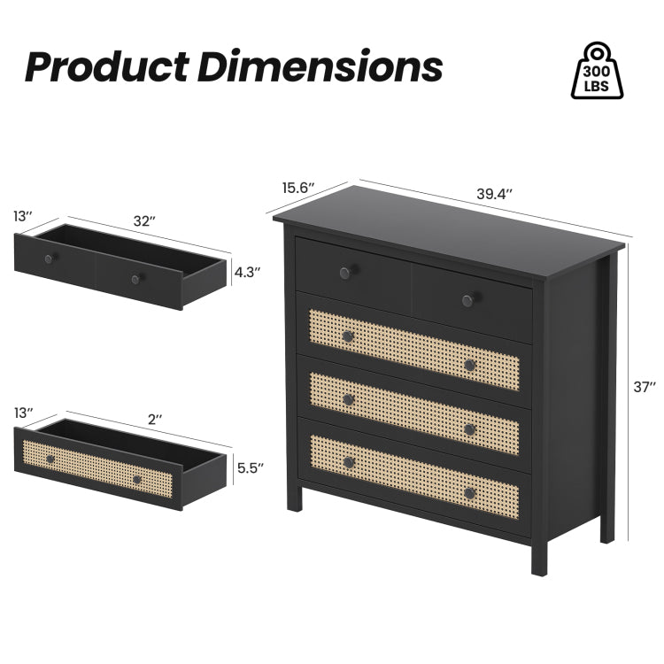 Sideboard Buffet Cabinet With 4 Drawers,Modern Wooden Console Cabinet For Kitchen,Living Room, Dining Room, Hallway,Black