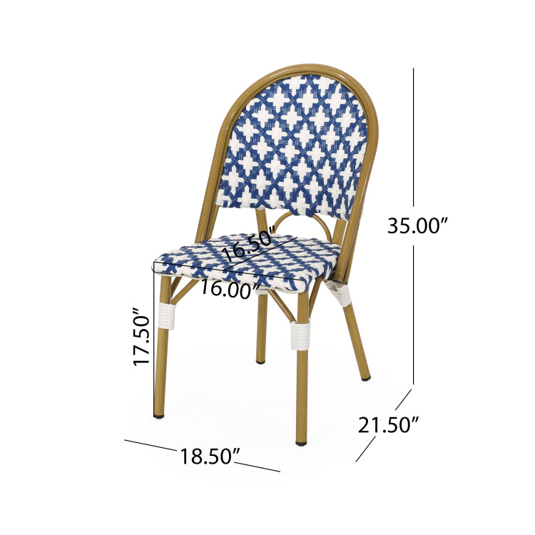 FRENCH BISTRO CHAIR Set of 2 white+navy - aluminium