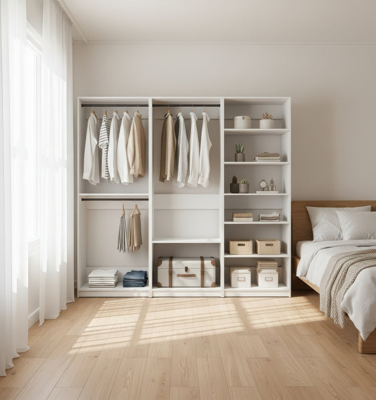 Prosper White Freestanding Walk In Wood Closet System