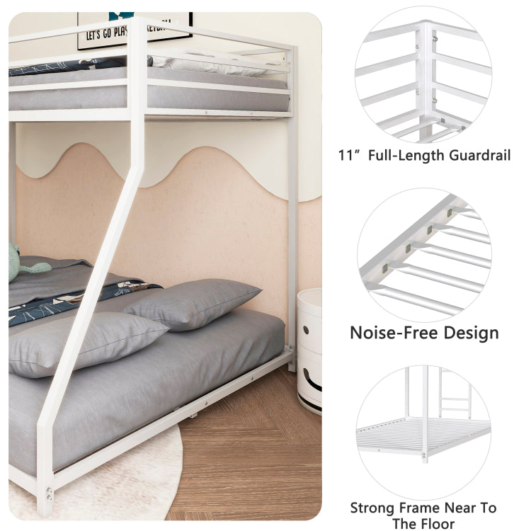 Same As B083P160614 Adam Sturdy Twin Over Full Bunk Bed Metal White For Kids And Adult, Low Profile And Easy Climbing With Stable Ladder
