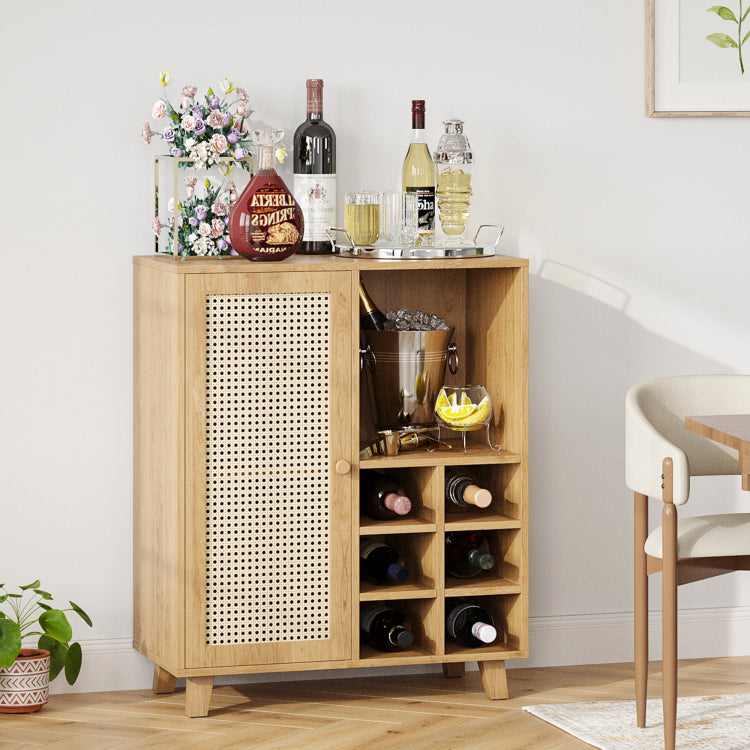 Sideboard Cabinet With Storage, 34 Inch Wine Bar Cabinet With Wine Racks, Buffet Cabinets For Home, Living Room