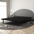 Upholstered Queen Size Platform Bed Frame For Bedrooms, Guest Rooms, Apartments, Dorms, Space Saving, Black