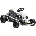 Aosom 24V 8.1 Mph Electric Go Kart, Drifting Car Battery Powered Ride On Toy Outdoor With Slow Start, Music, Horn Honking And Safety Belt, For 8 12 Years Old, White