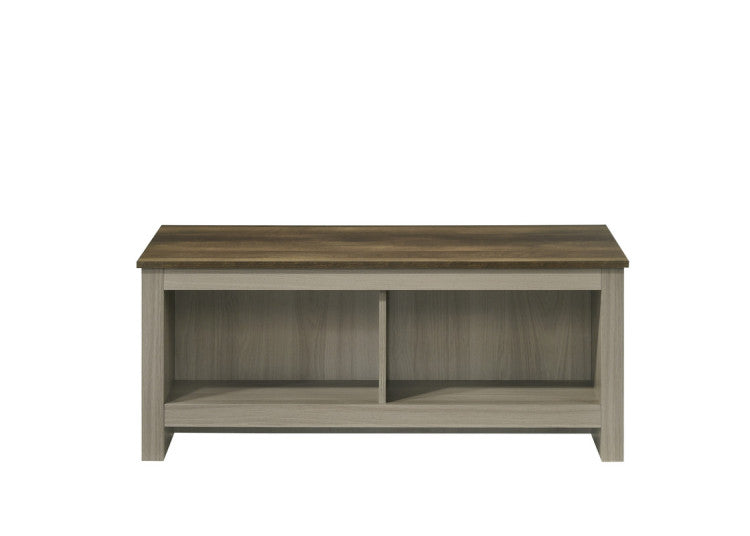 Nilda 43"W Gray Oak Coffee Table With Open Shelves Front And Back