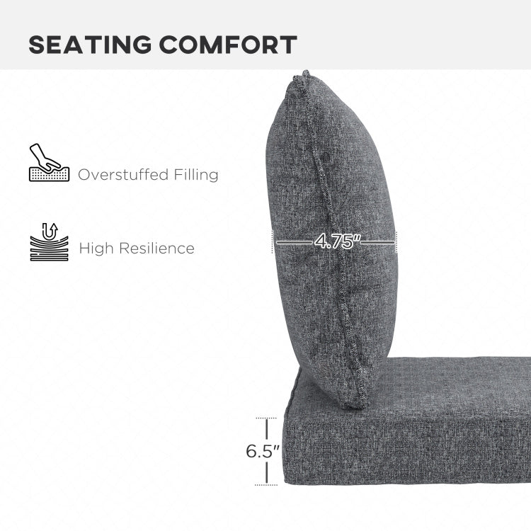 Outsunny 4 Piece Patio Chair Cushion And Back Pillow Set, Seat Replacement Patio, Cushions Set For Outdoor Garden Furniture, Gray