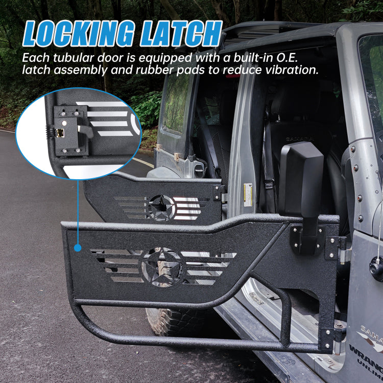 Off Road Steel Tubular Door With Side View Mirror For 2007 2018 Jeep Wrangler Jk 4 Door