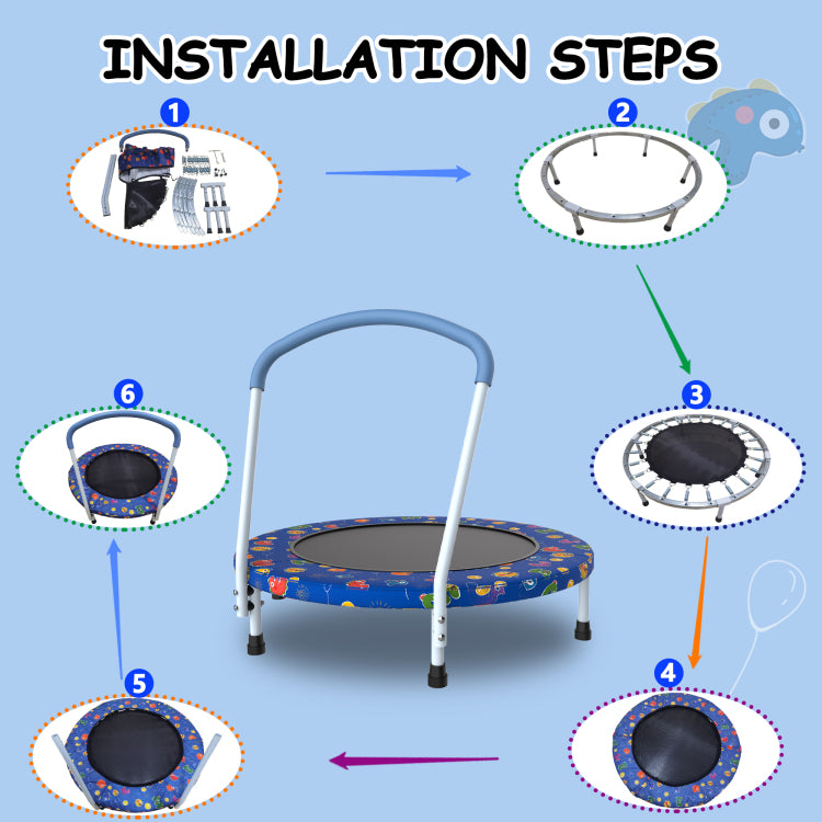 36Inch Mini Trampoline For Kids Ages 1 6 Indoor Outdoor Trampoline With Handle Fun For Kids
