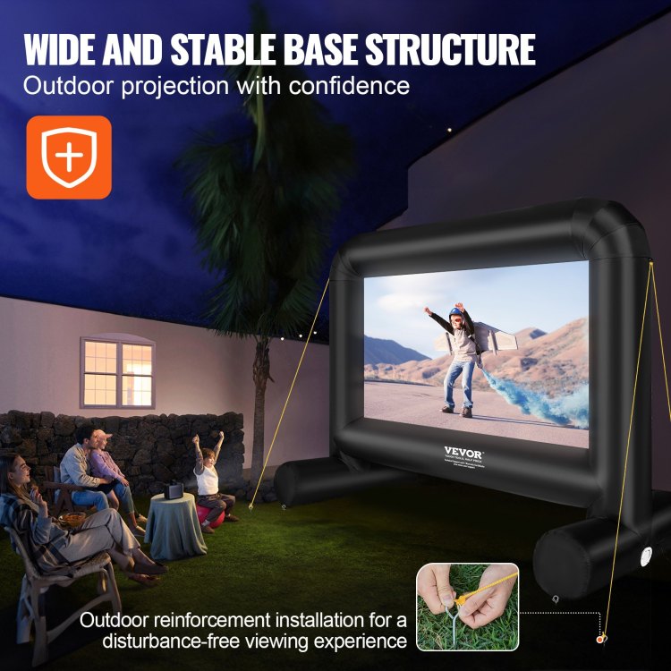 Inflatable Movie Screen, 14 Ft 168Inch Inflatable Projector Screen, Front Rear Projection, Oxford Fabric Blow Up Screen For Outdoor Parties Backyard Movie Night