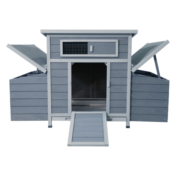 Large Wooden Chicken Coop Outdoor Hen House Poultry Cage For Outdoor With 2 Sides Nesting Boxes
