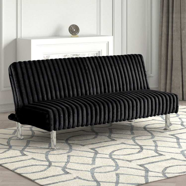 Contemporary Style Metal Base Legs Convert Into Bed With Extra Support Metal Legs Black Finish