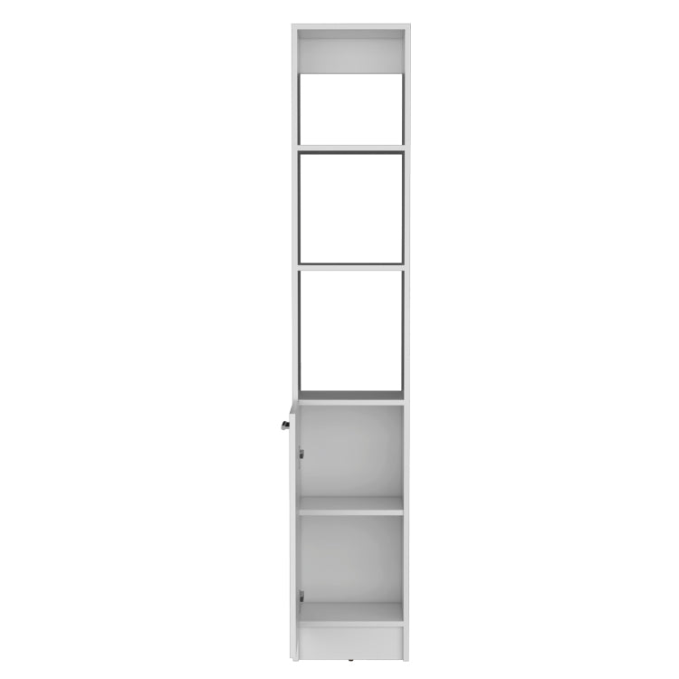 Linen Cabinet, 1 Door, 6 Shelves, White
