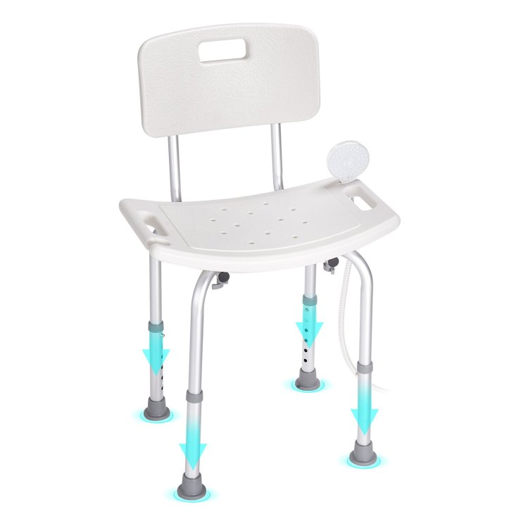 Shower Chair, Shower Seat With Back, Adjustable Height Shower Stool, Shower Chair For Inside Shower Bathtub, Non Slip Bathroom Bench Bath Chair For Elderly Disabled Handicap, 350 Lbs Capacity