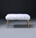 Bagley Ii White Faux Fur & Gold Finish Bench