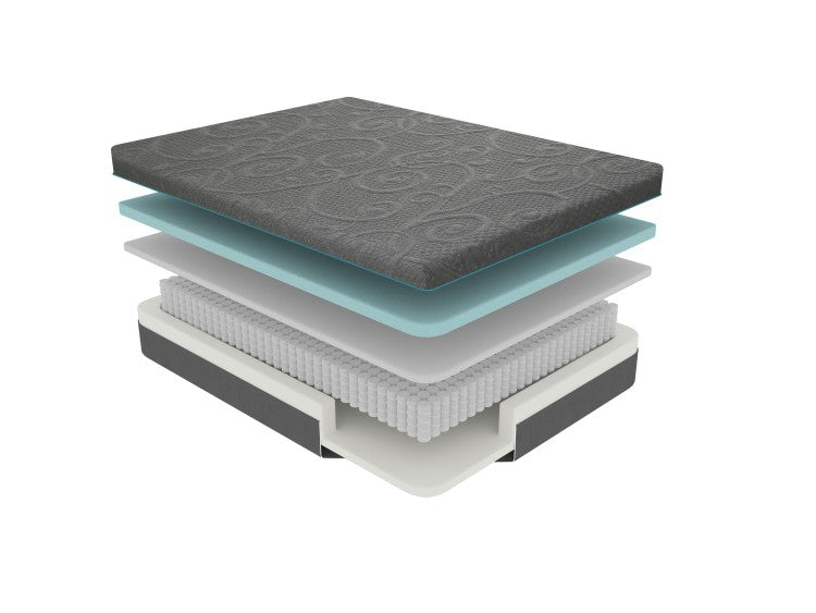 11 Inch Queen Size Bed Mattress Gel Infused Memory Foam Hybrid Mattress, Dark Gray, Mattress In A Box