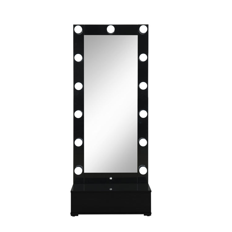 Elisa Black Narrow Tall Mirror With Speaker And Drawer