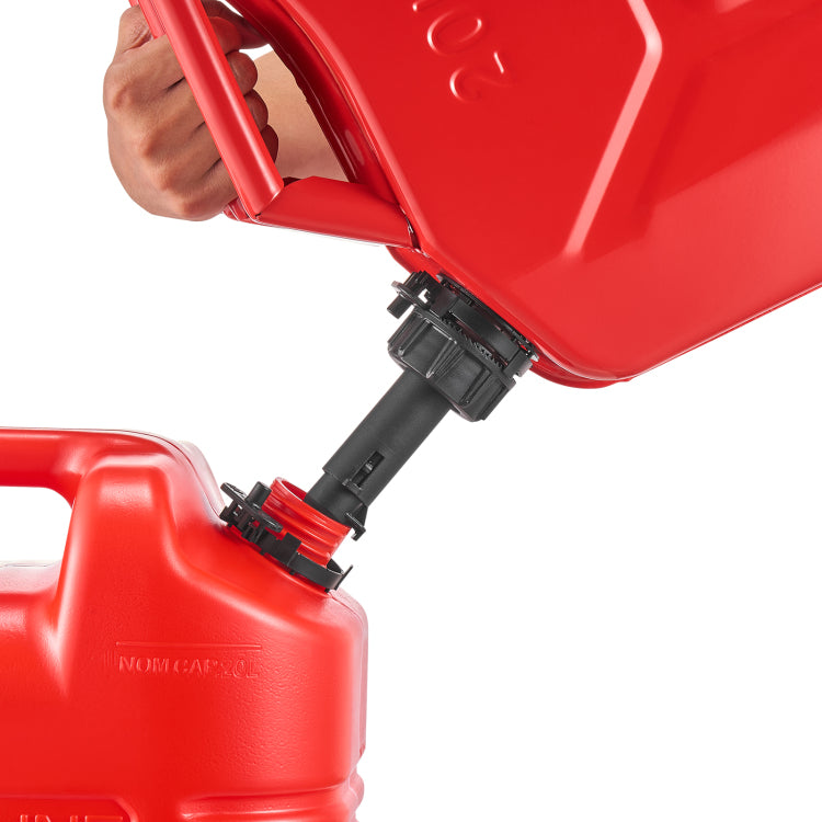 Metal Fuel Container, 5.3 Gallon, Fuel Jerry Can With Spout And Comfort Handle, 6 L Min Max Flow Rate, Leakproof & Corrosion Resistant Metal Gas Tank Most Cars Motorcycle Atv Utv, Red, 2 Packs
