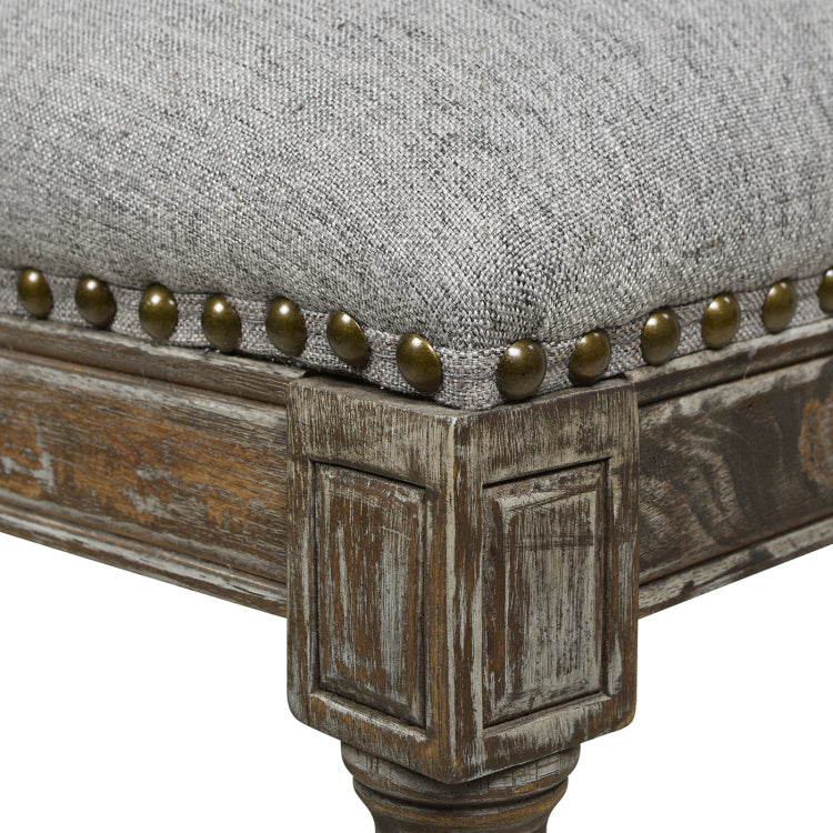 Triomphe Rattan Wicker High Back Armless Counter Bar Stool, Heathered Grey Linen
