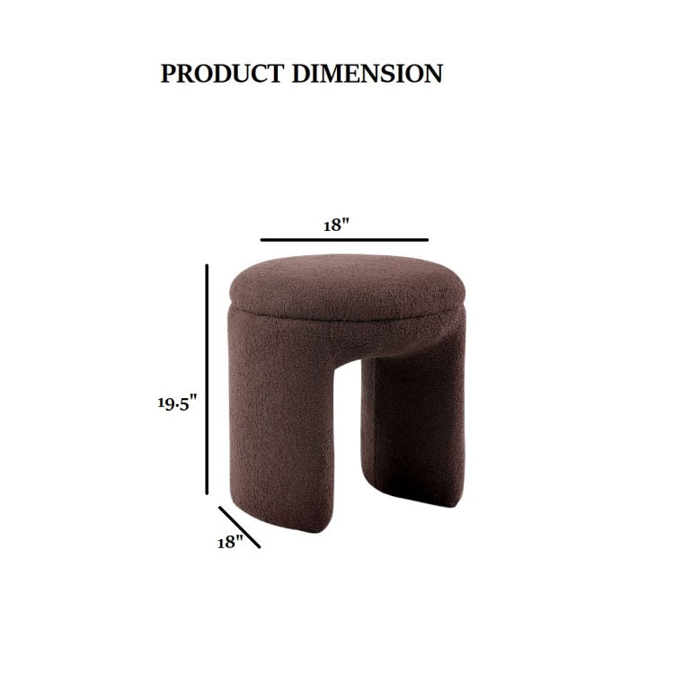 Brown Finish Round Top 1Pc Accent Stool Contemporary Style Bench Design Primary Living Room