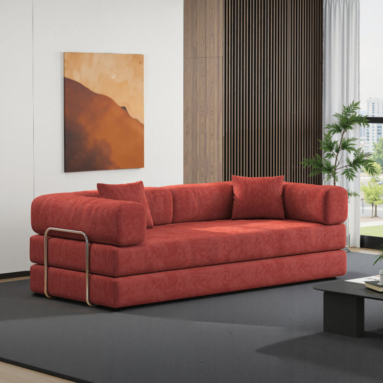 78.8Inch Modular Sectional Sofa, Convertible Pudding Block Sofa, Floor Standing Sofa Bed Arm Comfort Sofa Bed, Compression Sofa For Living Room And Bedroom Orange