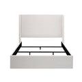 Caron Upholstered Wingback Bed 54" High Headboard Simplicity Minimalist Without Wooden Slats Box Spring Request Easy Assembly Queen Textured Ivory Canvas Chenille