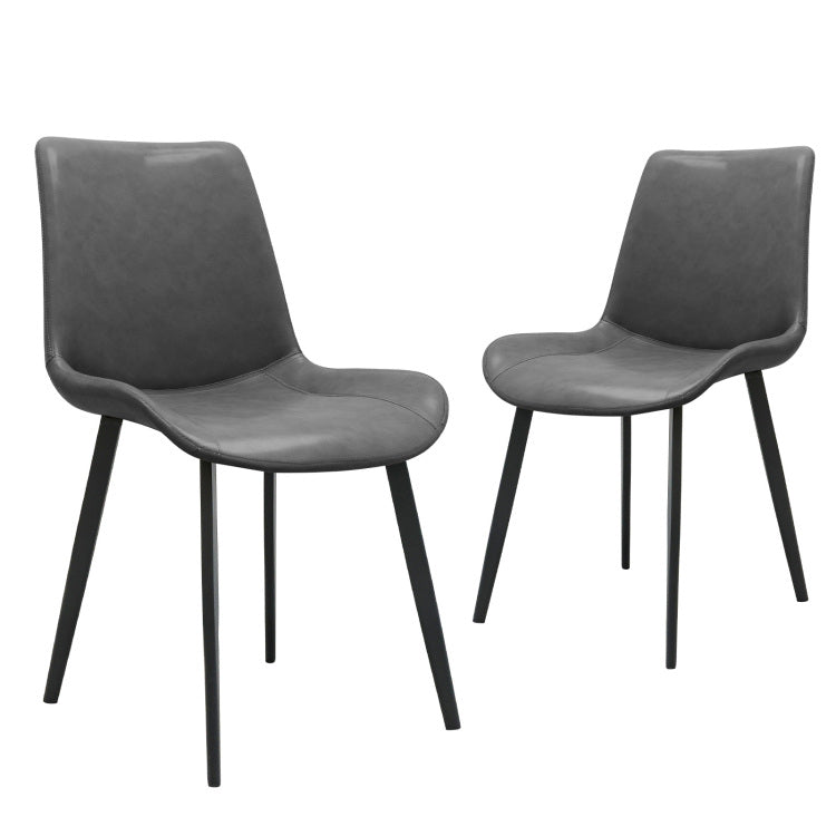 Grey Pu Leather Dining Chair With Metal Legs, Modern Upholstered Chair Set Of 4 For Kitchen, Restaurant, Living, Meeting Room