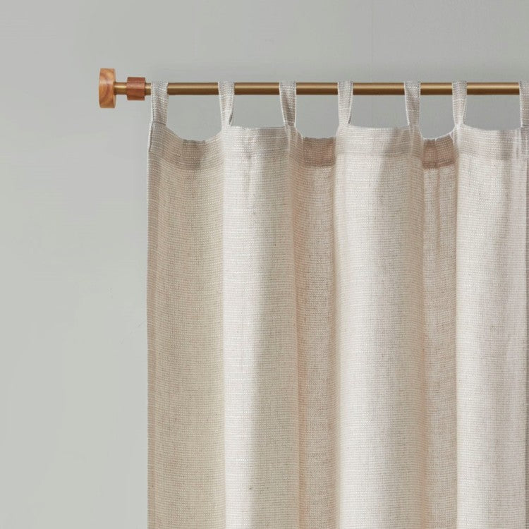 Faux Linen Tab Top Fleece Lined Curtain Panel Only 1 Pc Panel