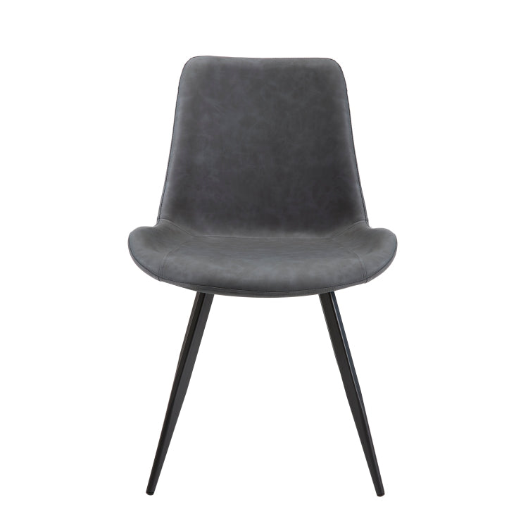 Modern Design Dining Chairs 2Pc Set Gray Faux Leather Upholstery Black Metal Legs Kitchen Dining Furniture