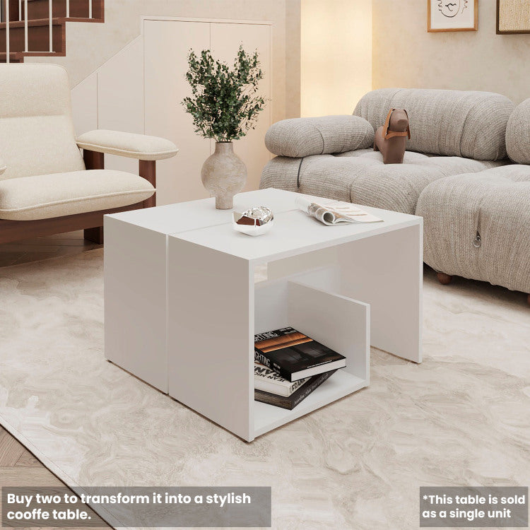 Vega Side Table In Melamine With Open Storage, White