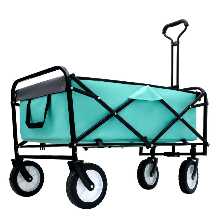 360Lbs Collapsible Foldable Wagon Cart With Strapping System ,Beach Wagon Utility Cart Utility Wagon Grocery Cart For Camping Shopping Sports Gardening Fishing Supports 3Pcs Plastic Liner Bag Green