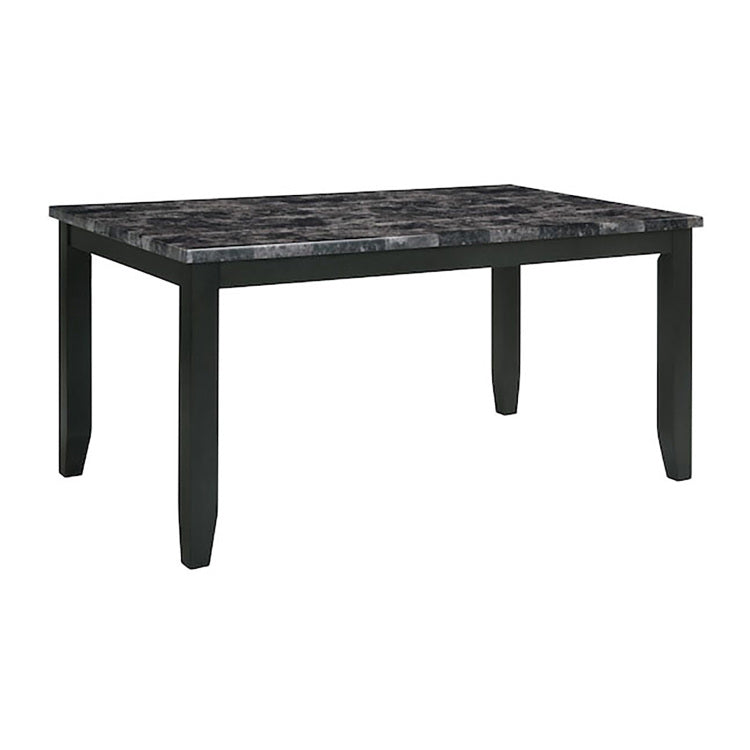 Simple Classic Dark Gray 7Pc Dining Set Faux Marble Top Dining Table 6Xside Chairs Fabric Seats Dining Room Furniture