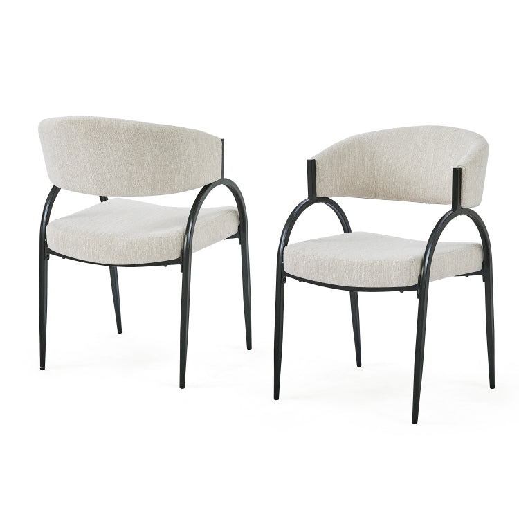 Upholstered Dining Chairs With Metal Legs Set Of 2 ,Beige