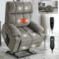 Brown Dual Motor Infinite Position Up To 350 Lbs Chenille Power Lift Recliner Chair, Heavy Duty Motion Mechanism With 8 Point Vibration Massage And Lumbar Heating, Dual Cup Holders