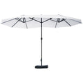 Outsunny Patio Umbrella 15' Steel Rectangular Outdoor Double Sided Market With Base, Sun Protection & Easy Crank For Deck Pool Patio, Beige