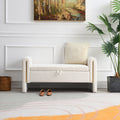 Modern Teddy Bed End Bench With Arms And Storage,Upholstered Large Foot Rest Stool, Comfy Window Vanity Bench For Living Room,Bedroom,Dorm,Coffee Table,Teddy Cream
