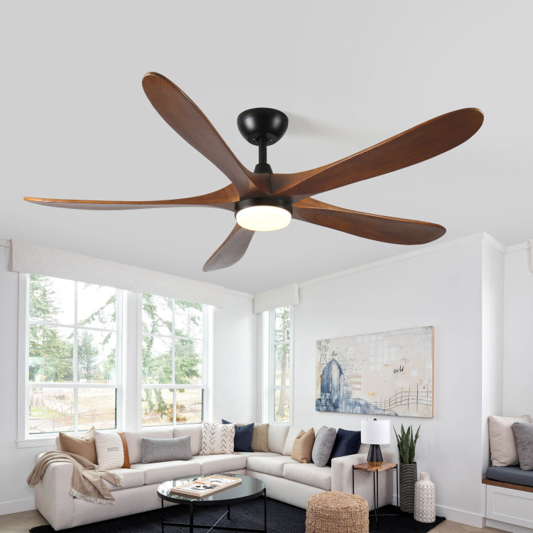 62 Inch Solid Wood With Remote Control With Light Led Modern Dc Dc Motor Indoor Outdoor 5 Blade For Patios, Bedrooms And Farmhouses