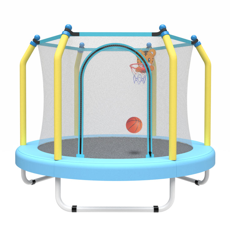 55 Inch Trampoline For Kids Indoor & Outdoor Small Toddler Trampoline With Basketball Hoop