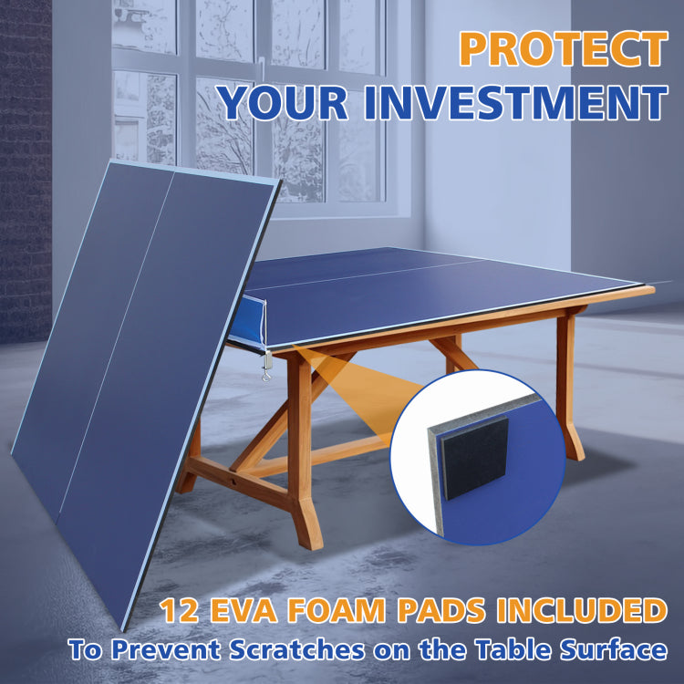 7*4Ft Blue Mid Size Ping Pong Conversion Top Foldable & Portable Table Tennis Table Top For Indoor Games