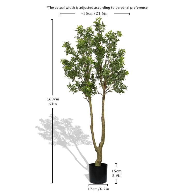 5.2Ft Artificial Tree Tall Lush Evergreen Faux Plant With Vibrant Green Foliage And Natural Look Trunk Perfect Decorative Potted Tree For Indoor Home Office Living Room Or Entryway 1Pc Set
