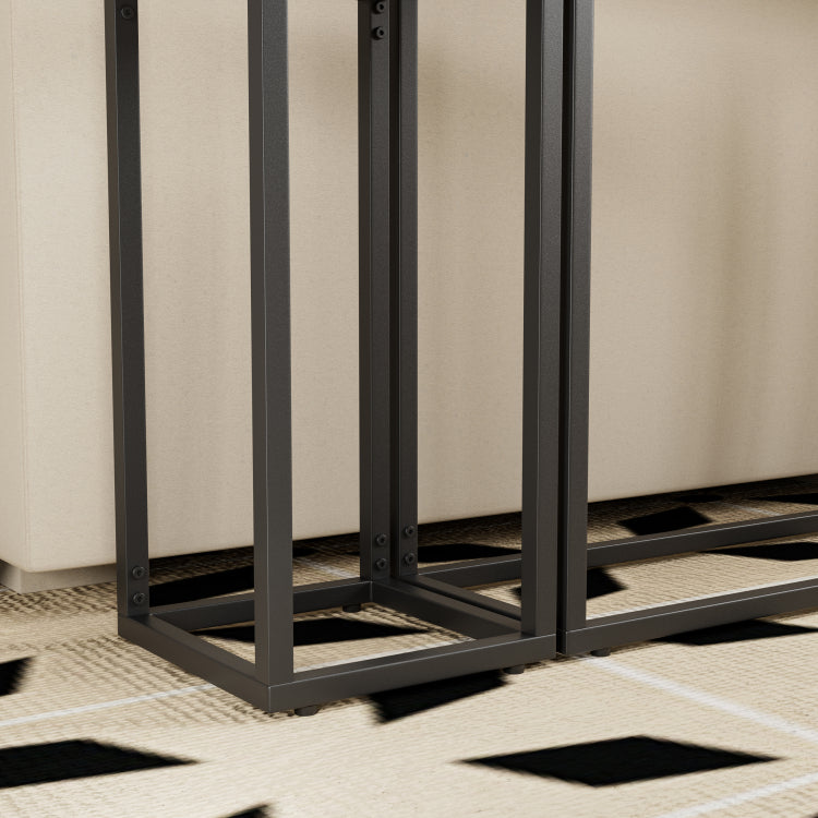 3 Piece Set Of Narrow Table, High End Edge Wrapped Entrance Hall Table, Entrance, Industrial Corridor Table, Living Room, Entrance Hall, Rural Brown Black Color