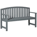 Outsunny 56" Outdoor Wood Bench, 2 Seater Garden Bench With Backrest And Armrest, Patio Bench For Patio, Porch, Poolside, Balcony, Gray