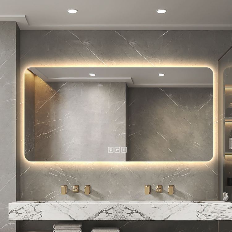 48*24In Led Bathroom Mirror, Corrosion Resistant, Three Color Dimmable, Backlit Mirror With One Touch Demist Function