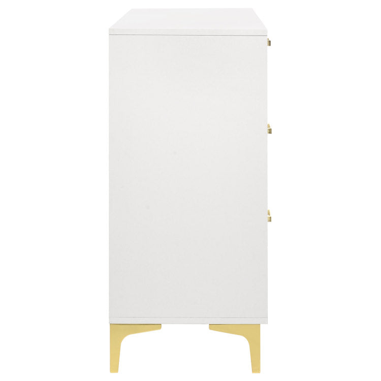 Karena White Rectangular 6 Drawer Dresser