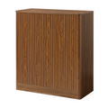 34.3" Modern Wavy Sideboard, Curved Contour Design Storage Cabinet, 2 Door Cabinet With Storage Function, Suitable For Kitchen Bedroom Living Room, Walnut, 34.3"L X 15.7"W X 34.3"H
