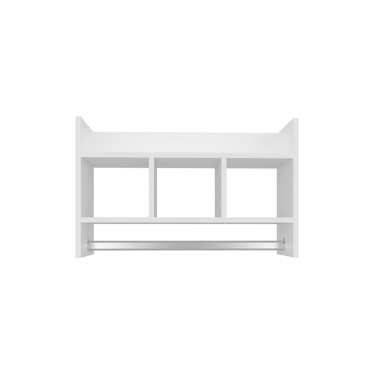 Bathroom Wall Shelf With Towel Bar, Compact Storage With A Wide Upper Shelf, Three Comapct Middle Shelves And Towel Holder For Bathroom Organizer
