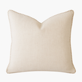 Homey Cozy Ivory Linen Style Throw Pillow With Decorative Stitching For A Refined, Natural Look