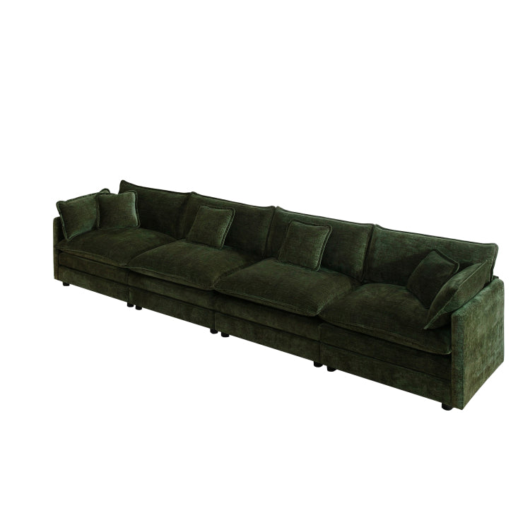 Free Combination Modular Sofa Free,4 Seater Sofa Comfy Chenille Fabric,Sectional Sofa Couch,Green Chenille