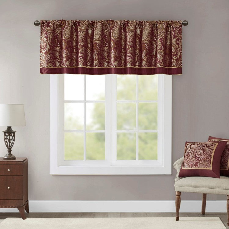 Jacquard Window Valance Burgundy 50X18"