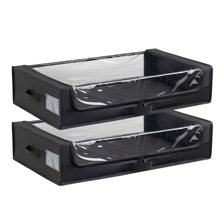 Set Of 2 Under Bed Rolling Storage Container With Transparent Cover, Versatile Space Saving Design, And Smooth Glide Multi Directional Wheels Ideal For Organizing Clothes, Shoes, And More
