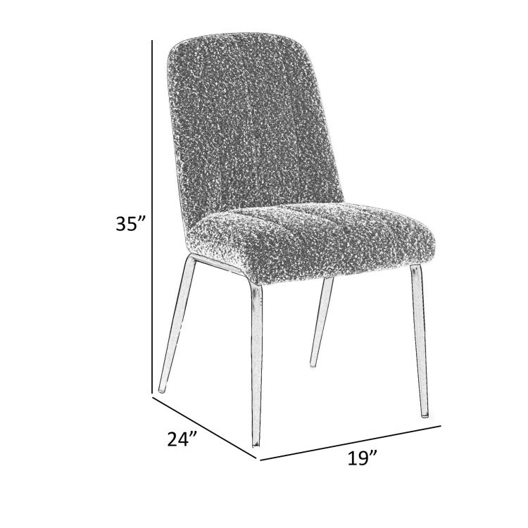 Rise 19 Inch Dining Chairs, Soft Boucle Upholstery, Set Of 2, White, Bronze