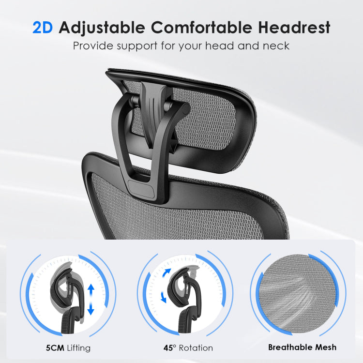 Ergonomic Office Chair,Mesh Desk Chair With Adjustable Lumbar Support And Headrest,Comfy Computer Chair With 3D Armrest Recling Swivel Chair For Home And Office, Black & Black